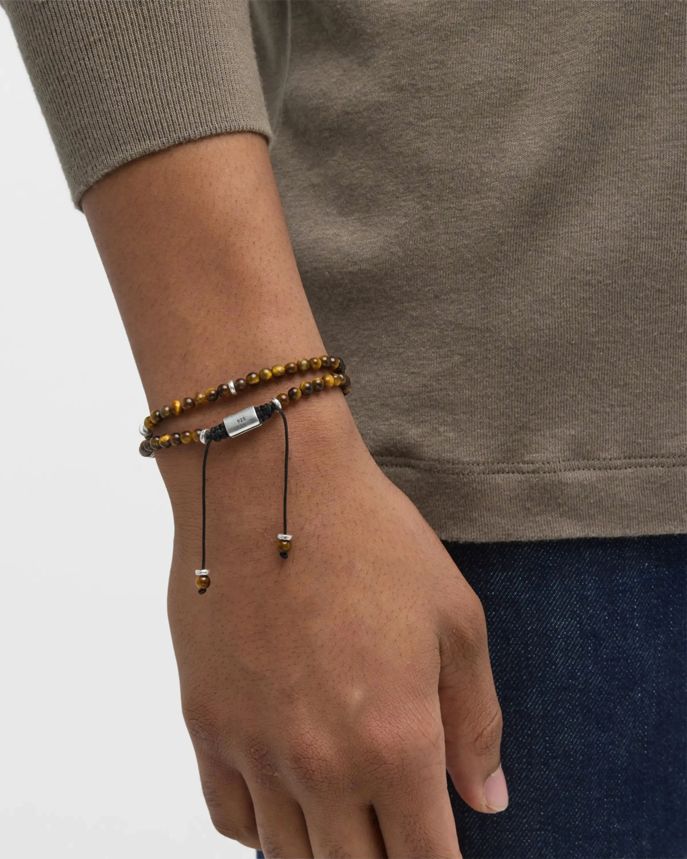 Tiger Eye Double Wrap Pull Cord Bracelet