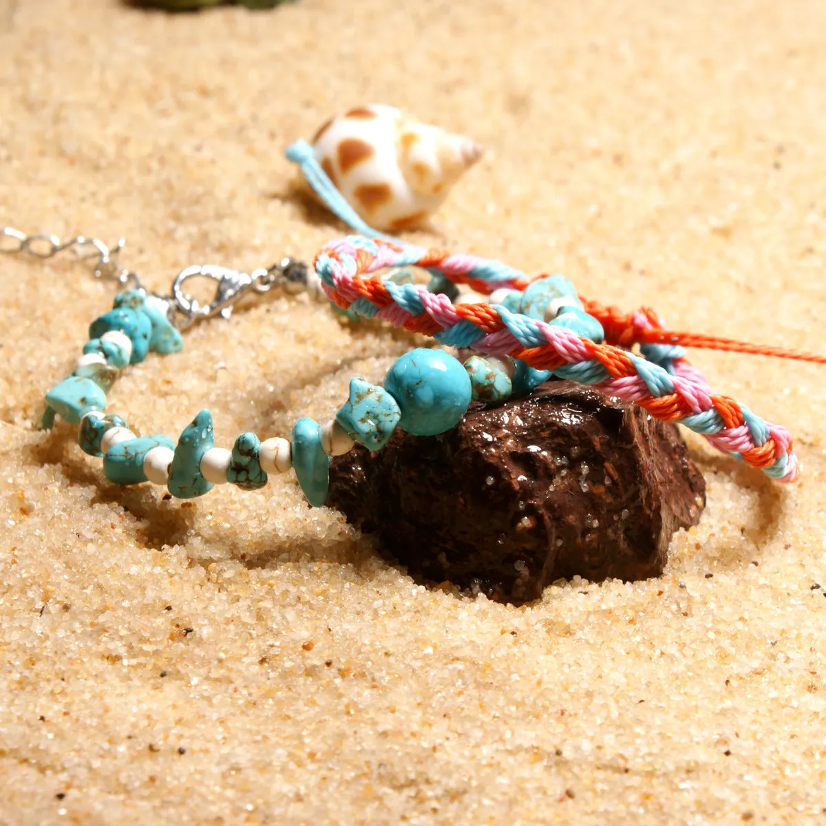 Turquoise gravel anklet