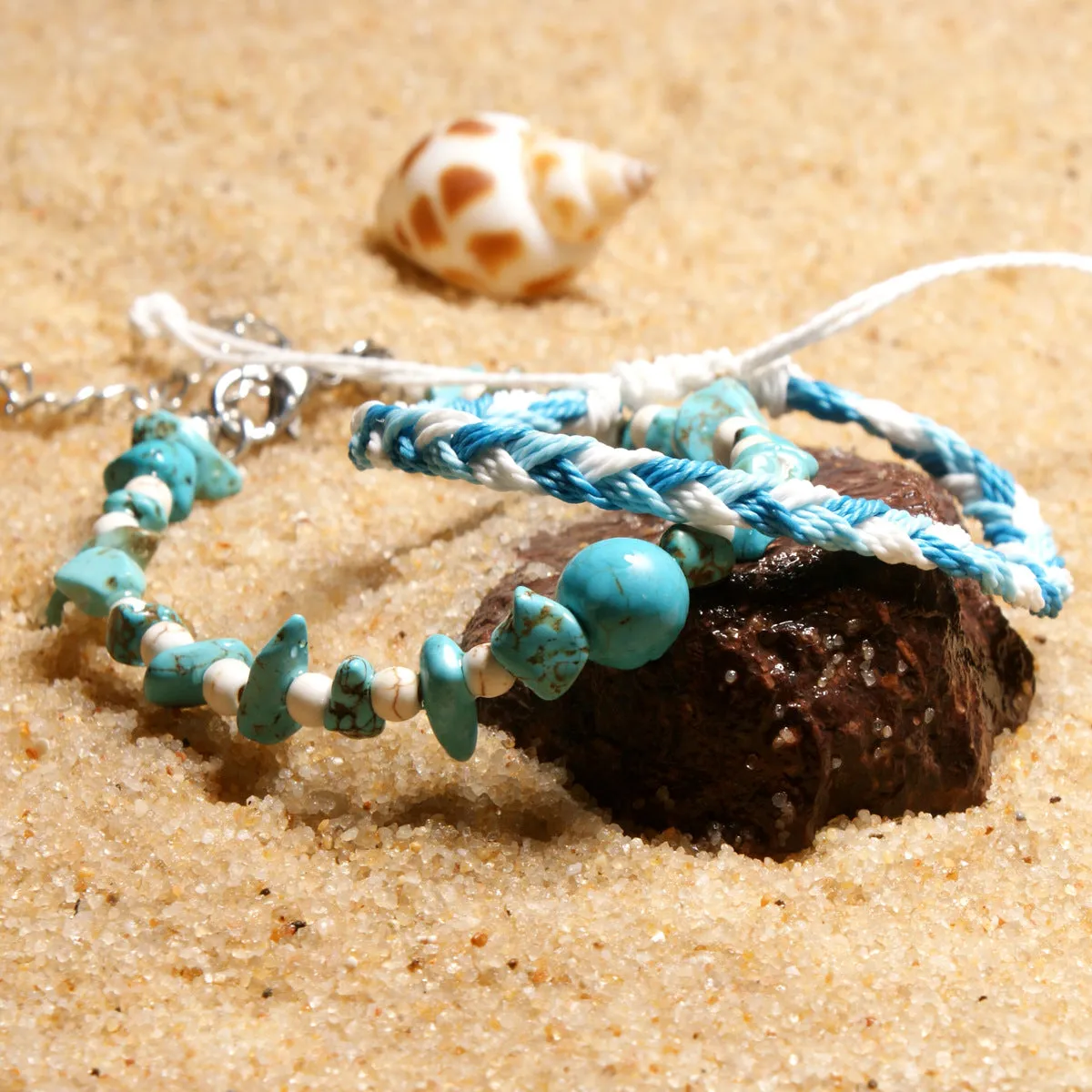 Turquoise gravel anklet