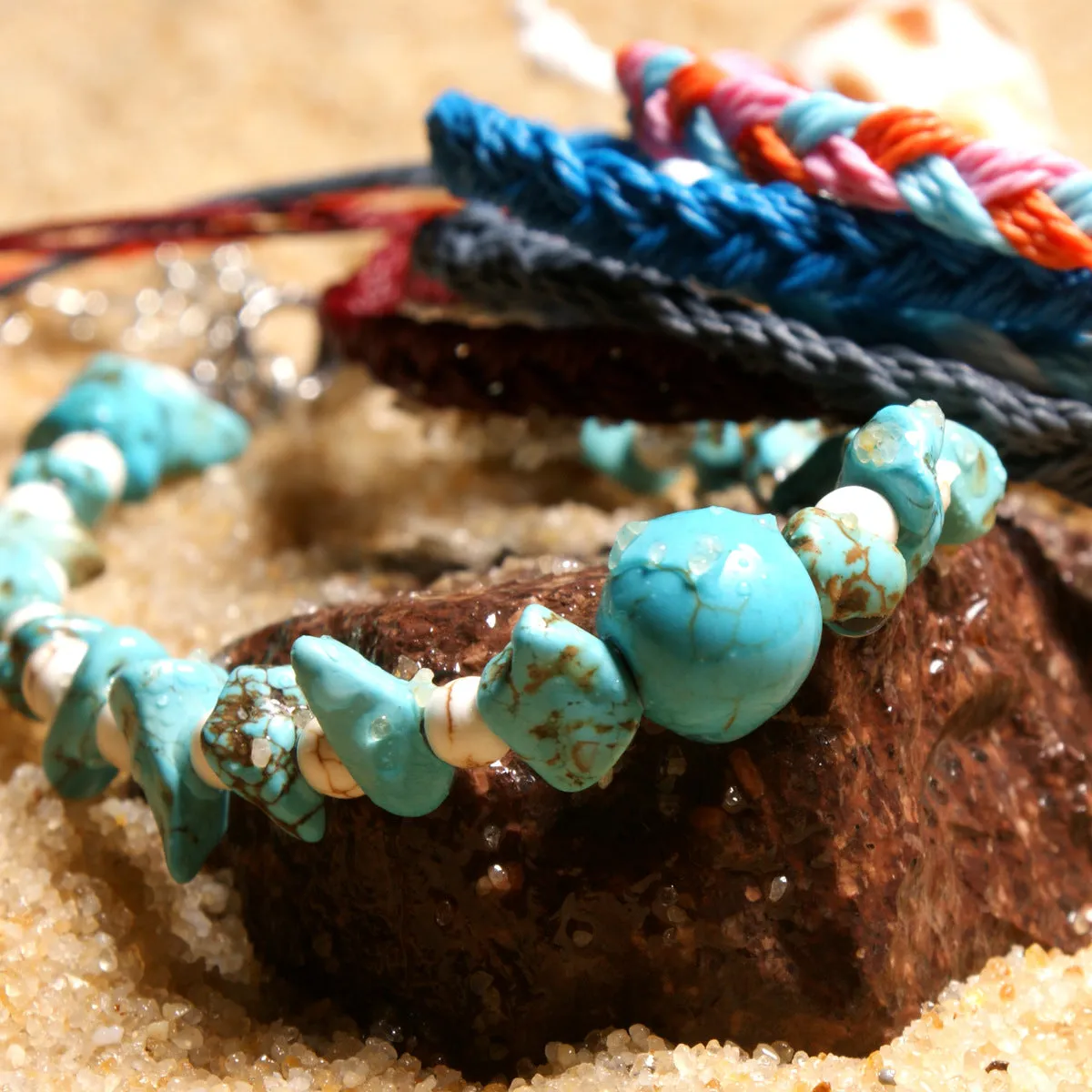 Turquoise gravel anklet