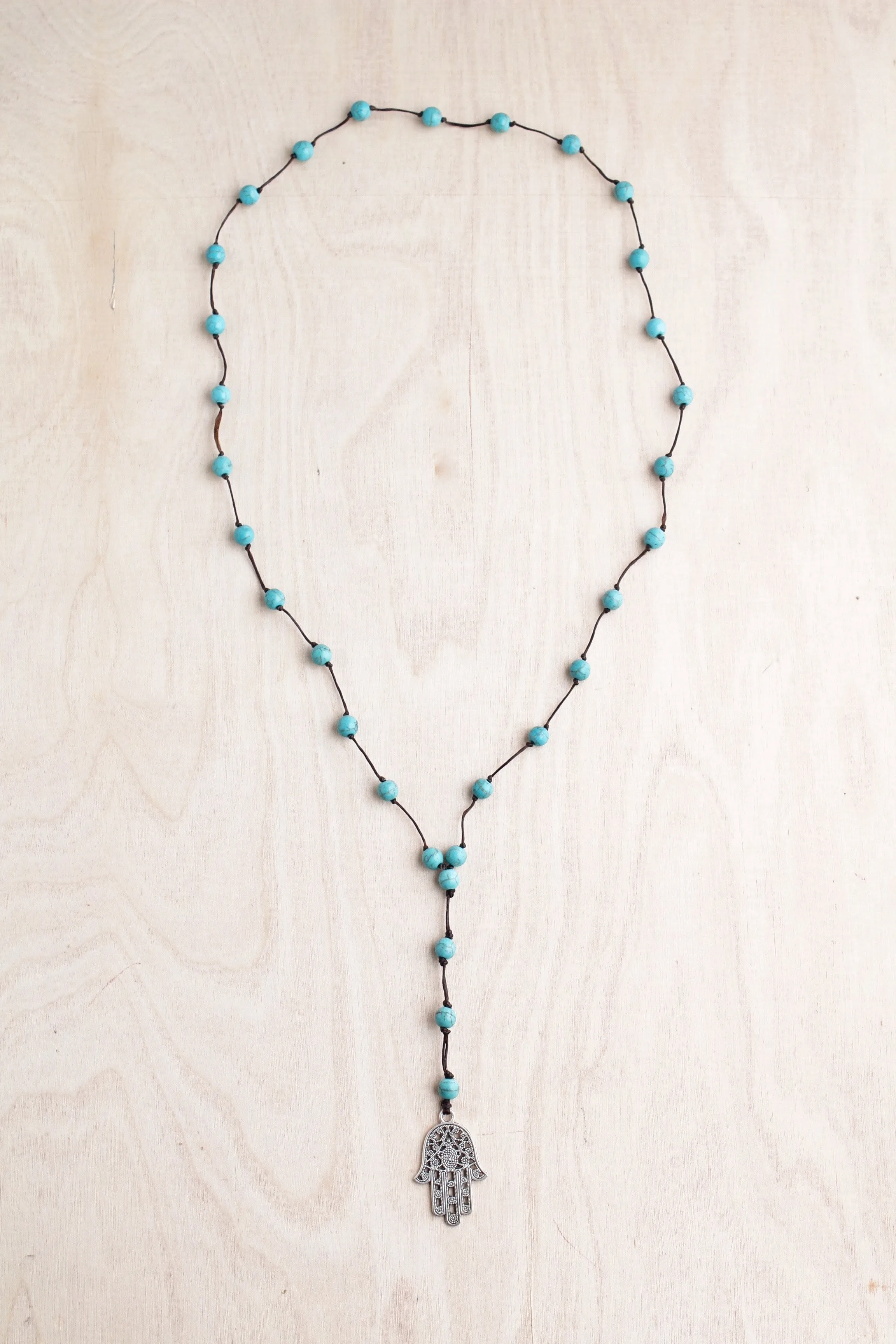 Turquoise Hamsa Alloy Necklace