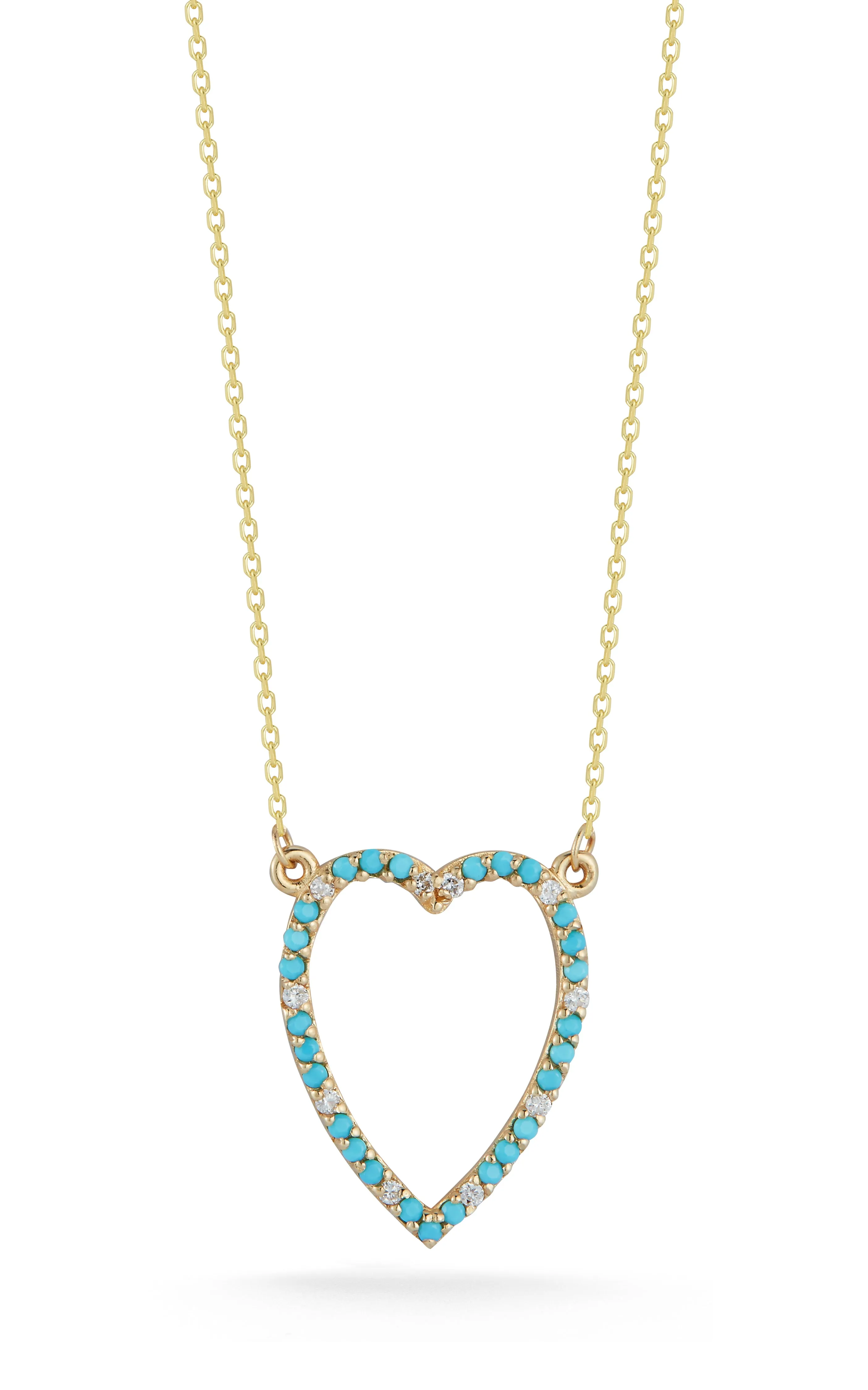 Turquoise Open Heart With Diamonds