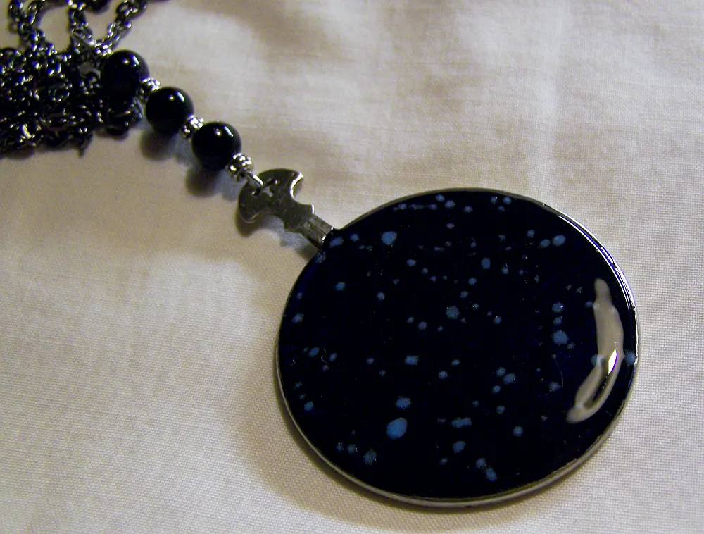 Vintage Night Stars Glass Painted Glow in the Dark Pendant