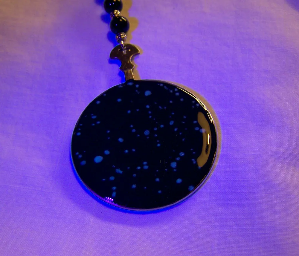 Vintage Night Stars Glass Painted Glow in the Dark Pendant