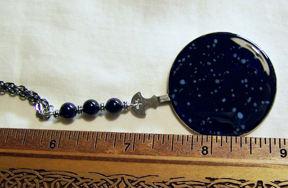 Vintage Night Stars Glass Painted Glow in the Dark Pendant