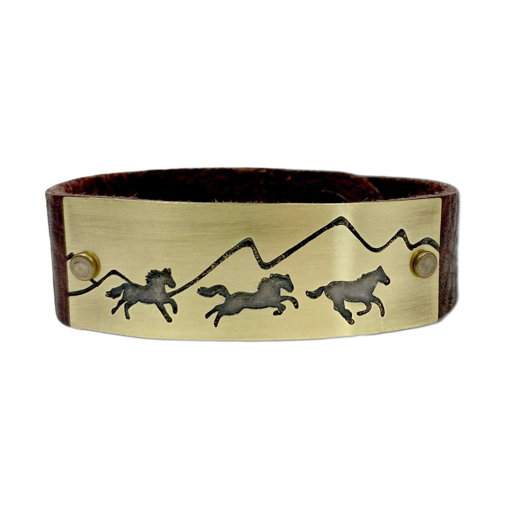 Wild Horses Leather Cuff Bracelet