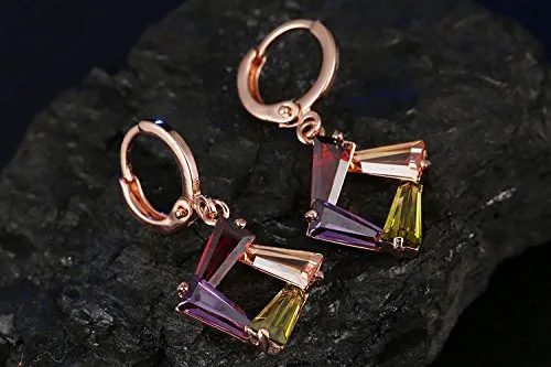 Yellow Chimes Designer Square Swiss Cubic Zircon Rose Gold Plated Pendant Set for Women and Girls